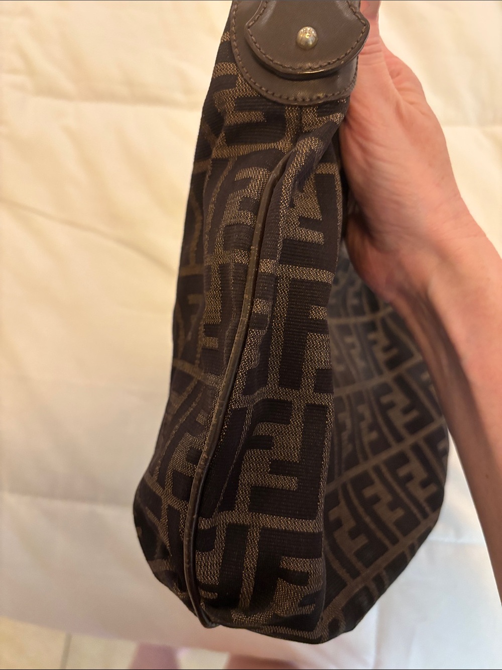 Fendi brown canvas Monogram Hobo Bag - Picture 4 of 16
